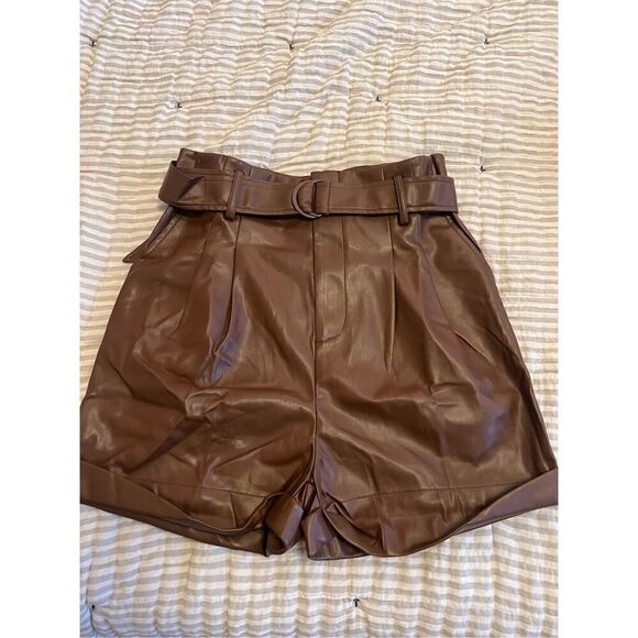 LULUS VEGAN LEATHER SHORTS - Picture 1 of 12